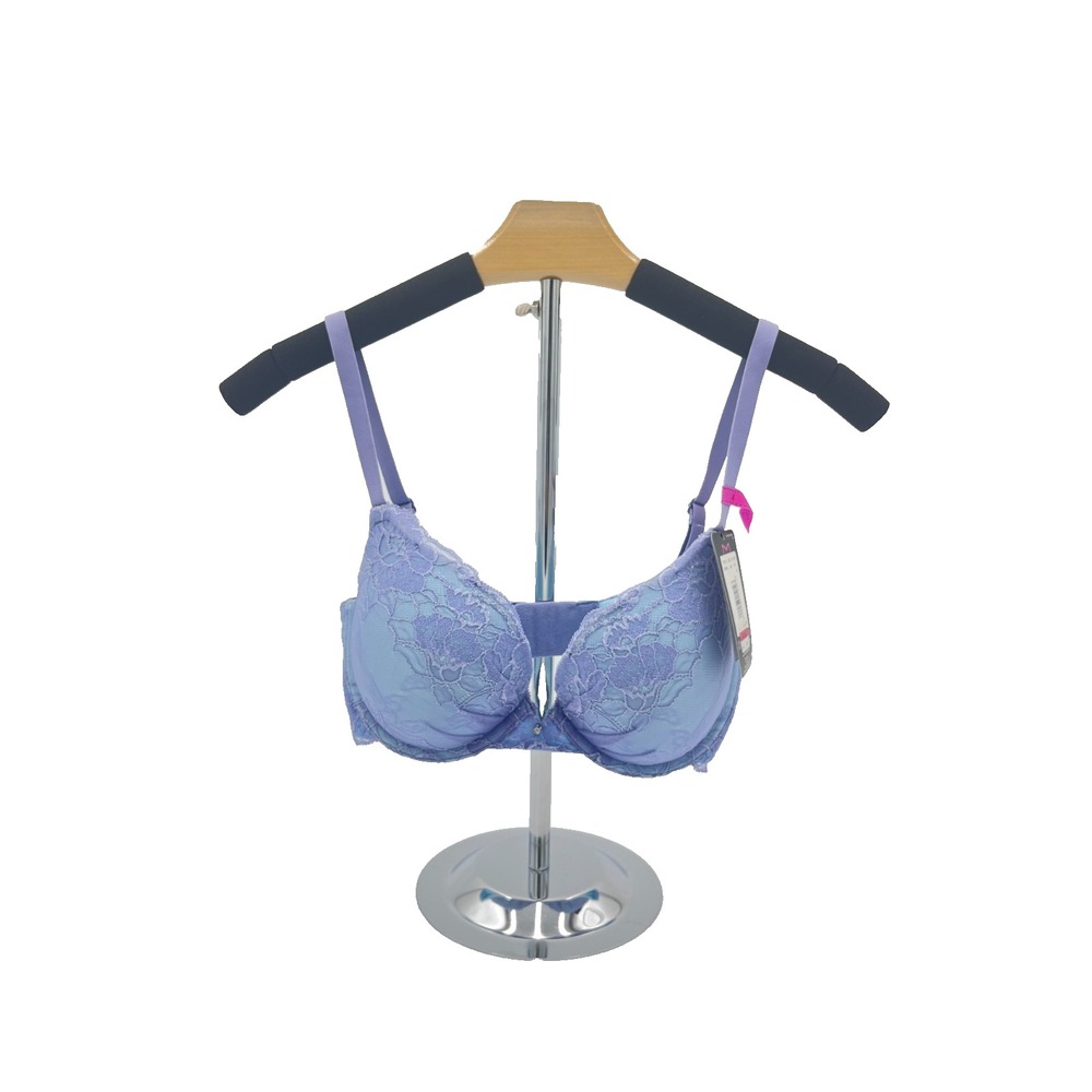 Maidenform Demi Coverage Comfort Devotion Lace Plunge Push-Up Bra 34B 09443 Blue